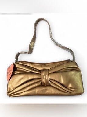 Gold Bow-Accent Shoulder Bag - Women